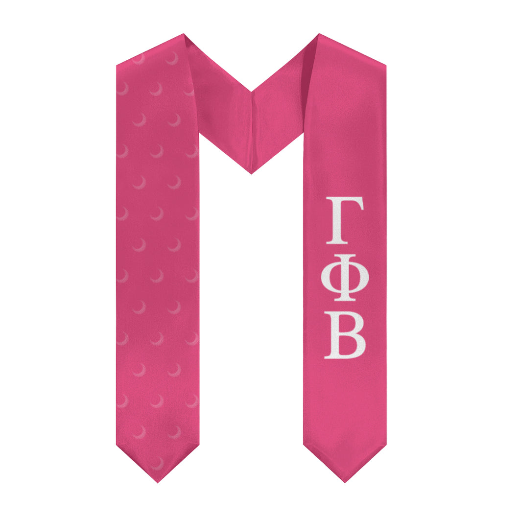 Gamma Phi Beta Crescent Moon Stole - Carnation & White