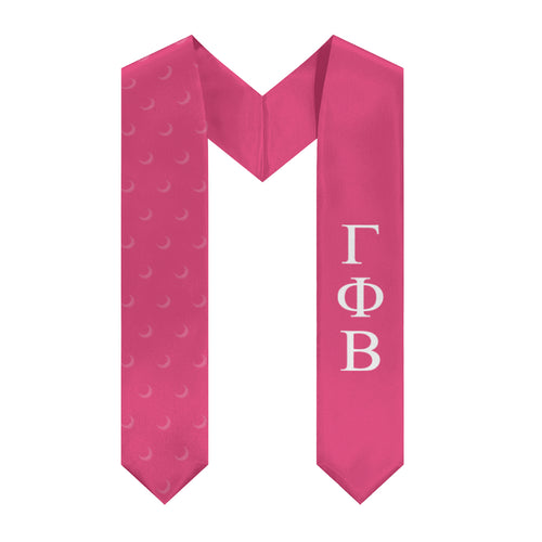 Gamma Phi Beta Crescent Moon Stole - Carnation & White