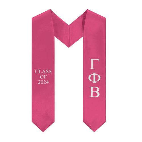 Gamma Phi Beta Class of 2024 Sorority Stole - Carnation & White