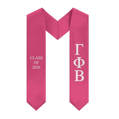 Gamma Phi Beta Class of 2026 Sorority Stole - Carnation & White