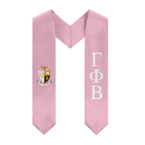 Gamma Phi Beta Graduation Stole With Crest - Pink & White