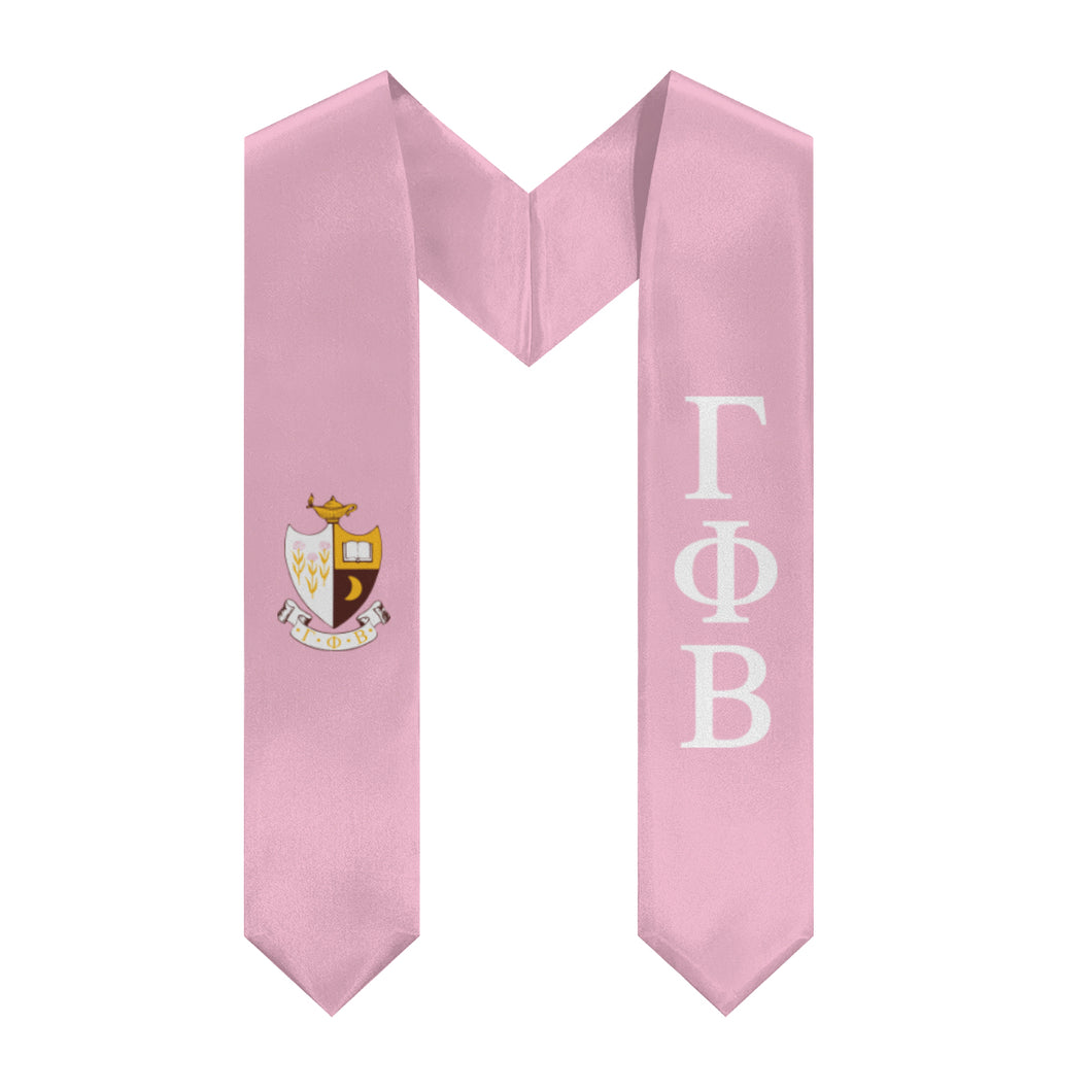 Gamma Phi Beta Graduation Stole With Crest - Pink & White