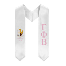 Load image into Gallery viewer, Gamma Phi Beta + Crest + Class of 2026 Graduation Stole - White &amp; Pink
