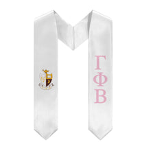 Load image into Gallery viewer, Gamma Phi Beta Graduation Stole With Crest - White &amp; Pink
