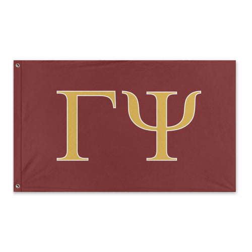 Gamma Psi Fraternity Flag - Cardinal, Gold & White