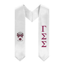 Load image into Gallery viewer, Gamma Sigma Sigma Graduation Stole With Crest - White &amp; Maroon