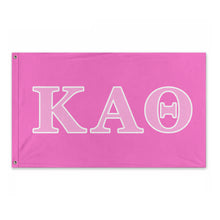 Load image into Gallery viewer, Kappa Alpha Theta Wide Block Greek Flag - Neon Fuchsia, Carnation Pink &amp; White