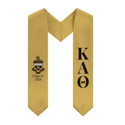 Theta + Crest + Class of 2026 Graduation Stole - Gold & Black