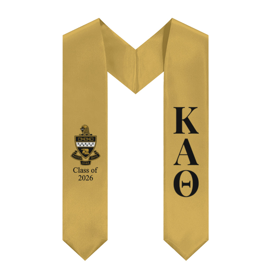 Theta + Crest + Class of 2026 Graduation Stole - Gold & Black