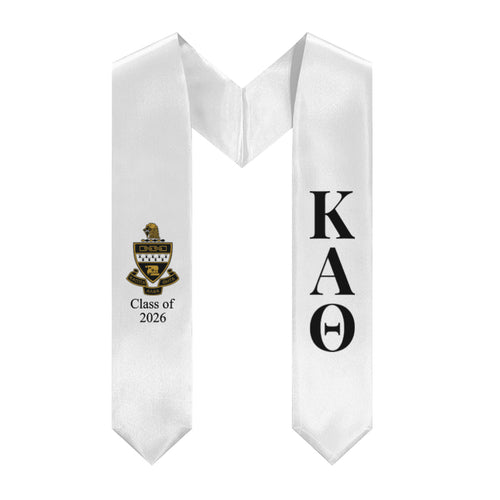 Theta + Crest + Class of 2026 Graduation Stole - White & Black