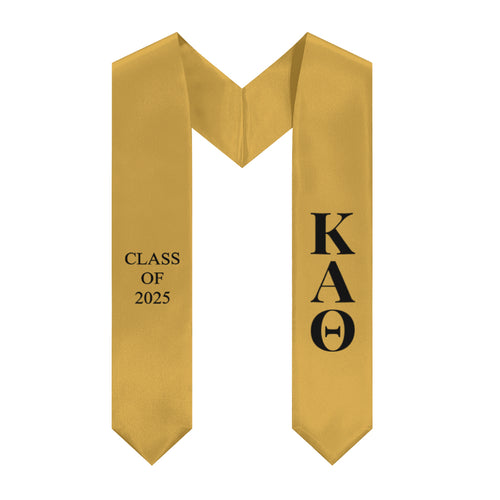 Kappa Alpha Theta Class of 2025 Sorority Stole - Theta Dark Gold & Black