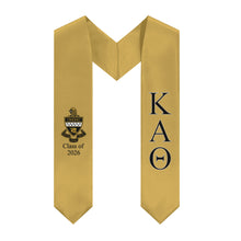 Load image into Gallery viewer, Kappa Alpha Theta + Crest + Class of 2026 Graduation Stole - Gold, Black &amp; White