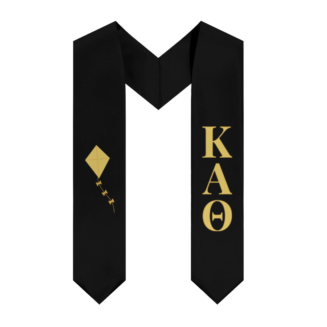 Kappa Alpha Theta Kite Stole - Black, Yellow & Dark Gold