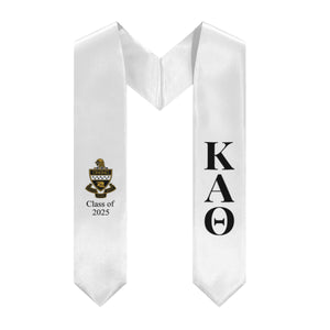 Kappa Alpha Theta + Crest + Class of 2025 Graduation Stole - White & Black - 2