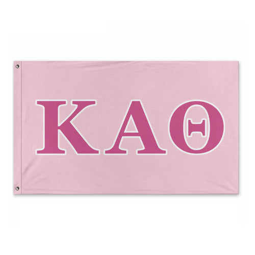 Kappa Alpha Theta Wide Greek Block Flag - Azalea, Barbie Pink & White