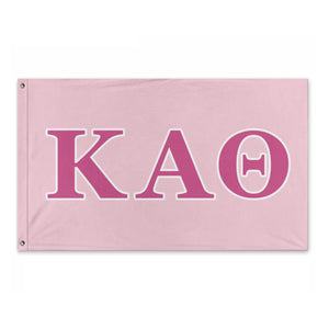 Kappa Alpha Theta Wide Greek Block Flag - Azalea, Barbie Pink & White