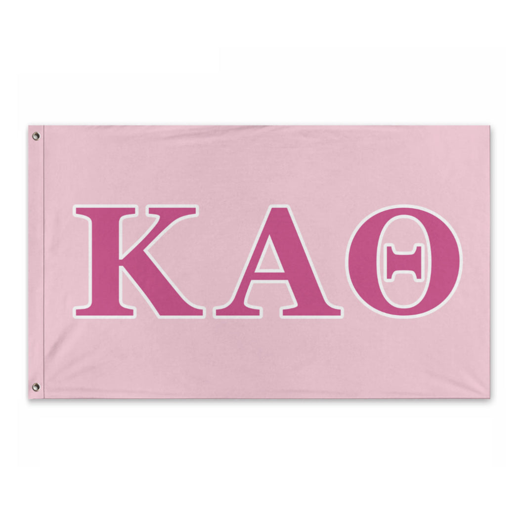 Kappa Alpha Theta Wide Greek Block Flag - Azalea, Barbie Pink & White