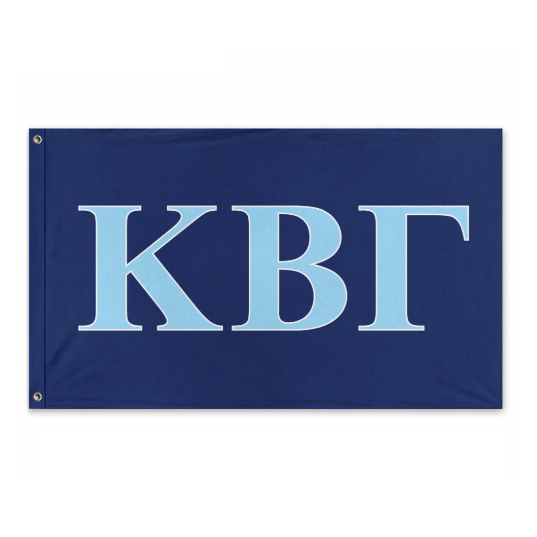 Kapp Beta Gamma Bold Greek Flag - Navy, Coral Blue & White