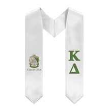 Load image into Gallery viewer, Kappa Delta 2026 Stole + Block Letters + Crest - White, Green &amp; Gold