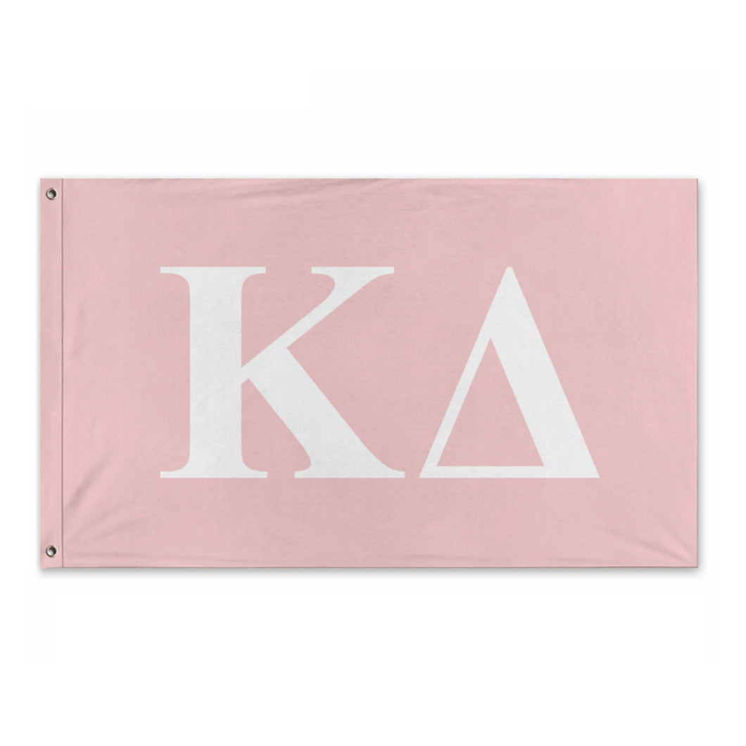 Kappa Delta Bold Greek Flag - Blush Pink & White