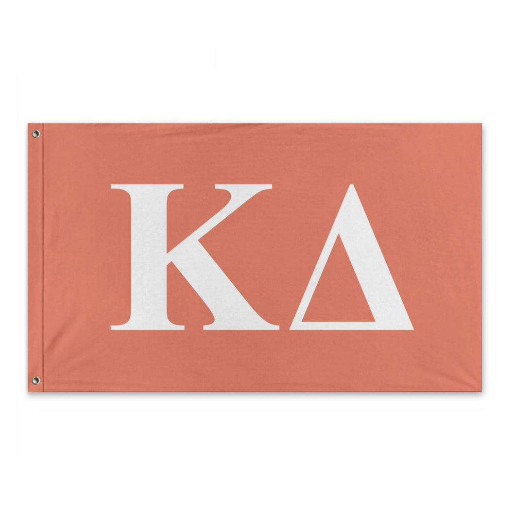 Kappa Delta Bold Greek Flag - Confident Coral & White