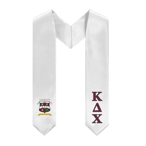 Kappa Delta Chi Stole + Block Letters + Crest - White, Maroon & Green - 2