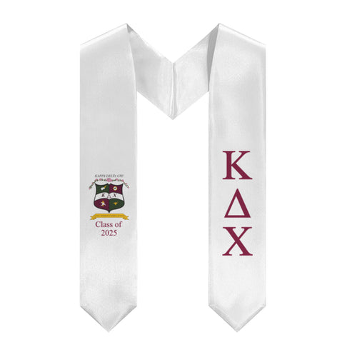 Kappa Delta Chi + Crest + Class of 2025 Graduation Stole - White & Maroon