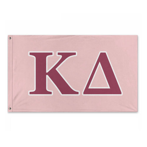 Kappa Delta Wide Block Greek Flag - Blush Pink, Bold Burgundy & White