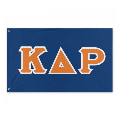 Kappa Delta Rho Greek Block Flag - Middlebury Blue, Princeton Orange & White