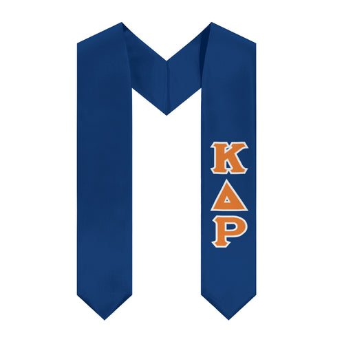 Kappa Delta Rho Greek Block Stole - Middlebury Blue, Princeton Orange & White