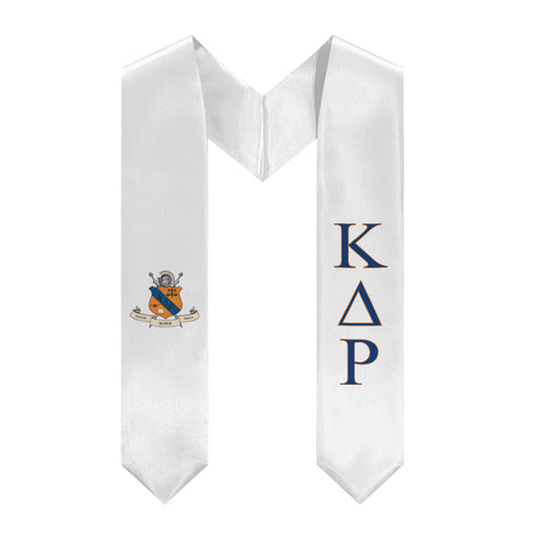 Kappa Delta Rho Graduation Stole With Crest - White, Middlebury Blue & Princeton Orange