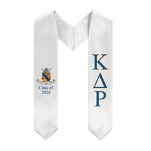 Load image into Gallery viewer, Kappa Delta Rho + Coat of Arms + Class of 2026 Graduation Stole - White, Blue &amp; Orange