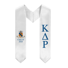 Load image into Gallery viewer, Kappa Delta Rho + Coat of Arms + Class of 2026 Graduation Stole - White &amp; Blue