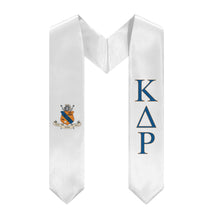 Load image into Gallery viewer, Kappa Delta Rho Graduation Stole With Coat of Arms - White, Blue &amp; Orange