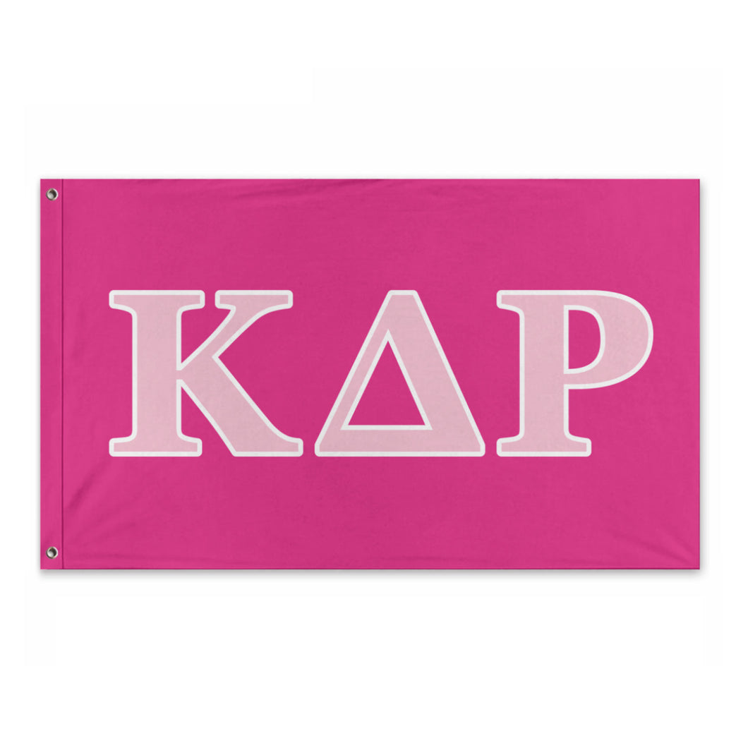 Kappa Delta Rho Wide Greek Block Flag - Bright Pink, Pink & White