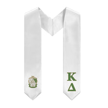 Load image into Gallery viewer, Kappa Delta Stole + Block Letters + Crest - White, Green &amp; Gold - 2