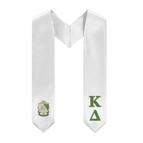 Kappa Delta Stole + Block Letters + Crest - White, Green & Gold - 2