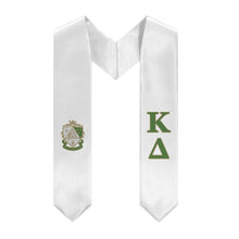 Load image into Gallery viewer, Kappa Delta Stole + Block Letters + Crest - White, Green &amp; Gold - 1