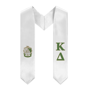 Kappa Delta Stole + Block Letters + Crest - White, Green & Gold - 1