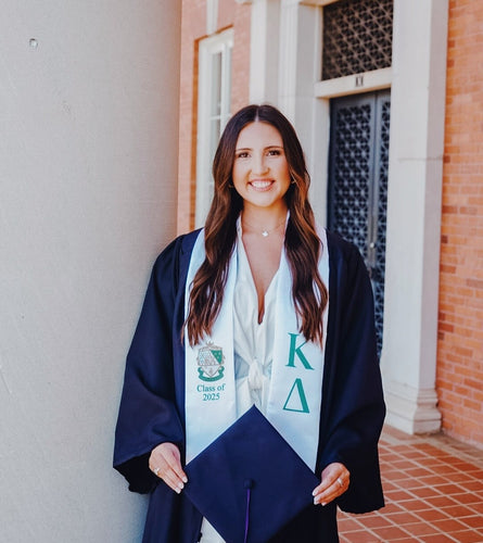 Kappa Delta + Crest + Class of 2025 Graduation Stole - White & Green - 2