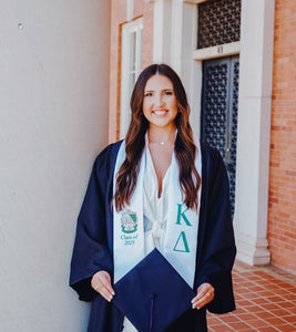 Kappa Delta + Crest + Class of 2025 Graduation Stole - White & Green - 2