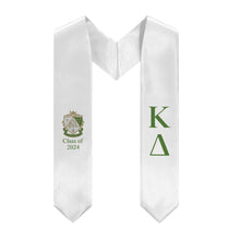 Load image into Gallery viewer, Kappa Delta + Crest + Class of 2024 Graduation Stole - White &amp; Green