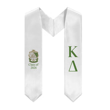Load image into Gallery viewer, Kappa Delta + Crest + Class of 2026 Graduation Stole - White &amp; Green - 2