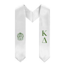 Load image into Gallery viewer, Kappa Delta Graduation Stole With Crest - White &amp; Green
