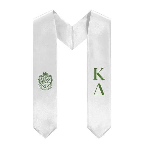 Kappa Delta Graduation Stole With Crest - White & Green