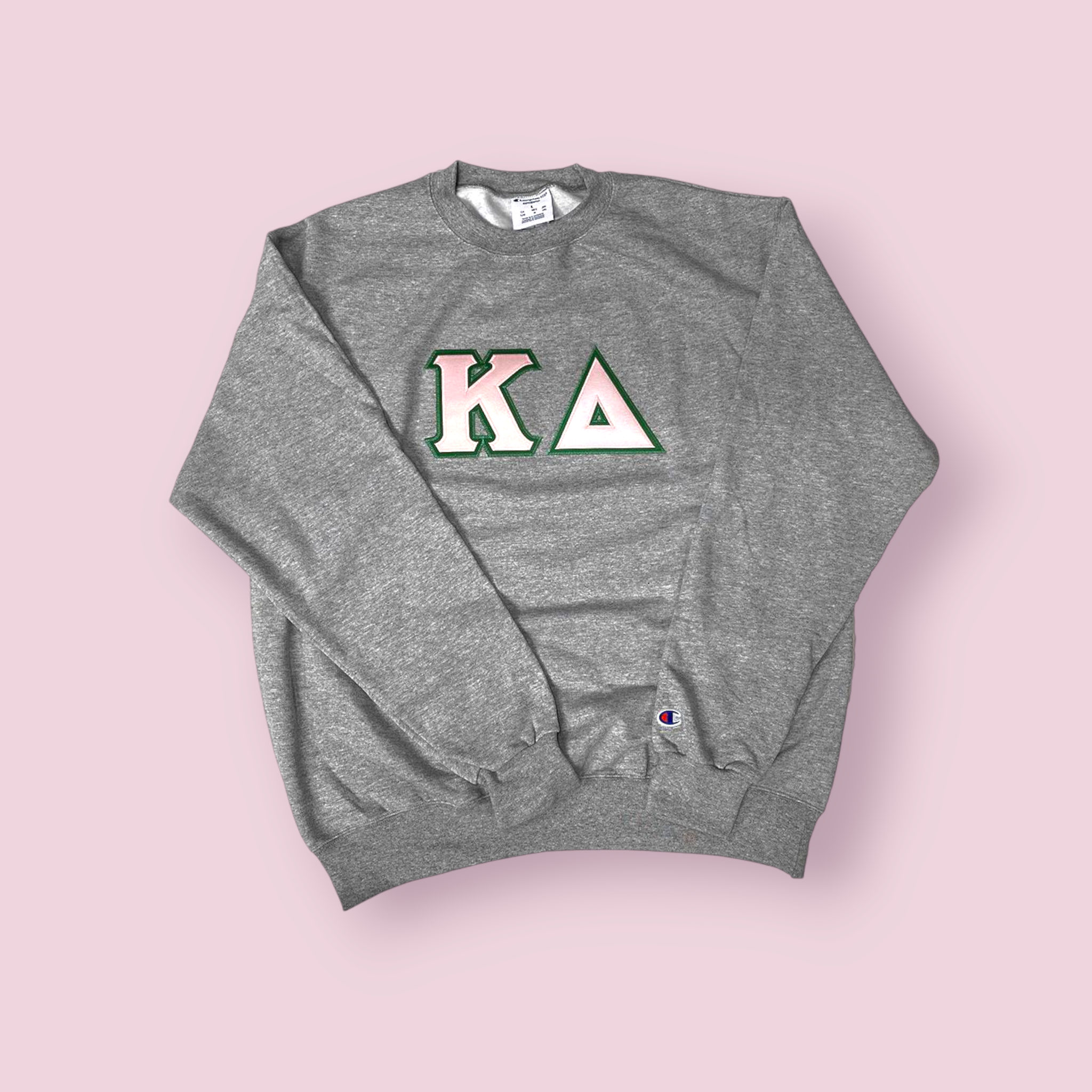 Kappa Delta Sorority Sweatshirt Pink Dark Green Stitch Letters