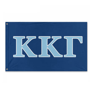 Kappa Kappa Gamma Wide Greek Block Flag - Kappa Blue, Light Blue & White