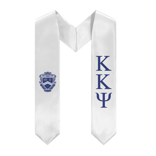 Kappa Kappa Psi Graduation Stole With Crest - White & Blue