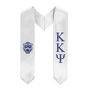 Kappa Kappa Psi Graduation Stole With Crest - White & Blue