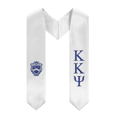 Kappa Kappa Psi Graduation Stole With Crest - White & Blue